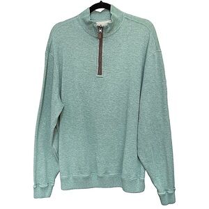 𝅺CREMIEUX Green Quarter Zip Pullover with Faux Suede Elbow Patches L/XL
